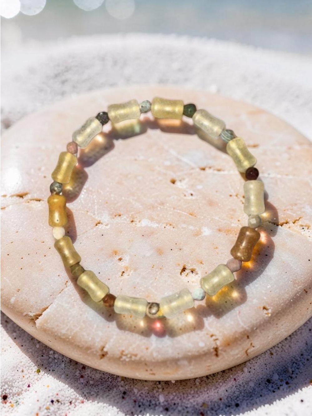 6mm Natural Yellow Aventurine Bracelet with Alashan accents 💛